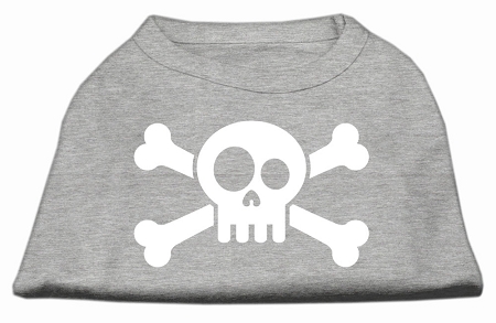 Skull Crossbone Screen Print Shirt Grey XXL